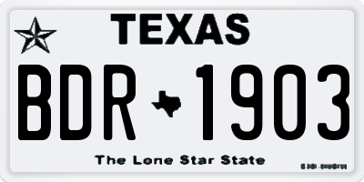 TX license plate BDR1903