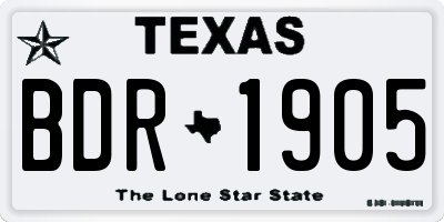 TX license plate BDR1905
