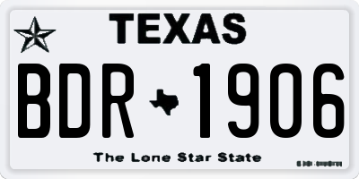 TX license plate BDR1906