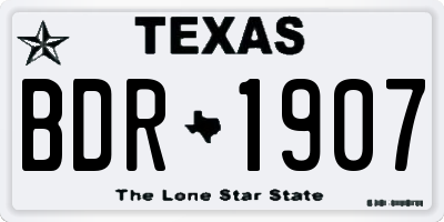 TX license plate BDR1907