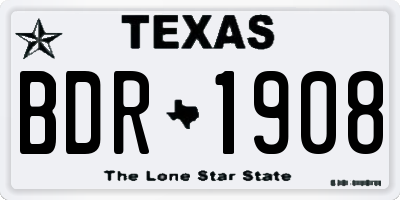 TX license plate BDR1908
