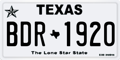 TX license plate BDR1920