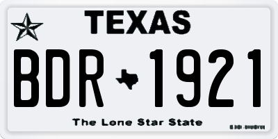 TX license plate BDR1921