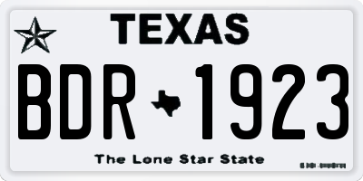 TX license plate BDR1923