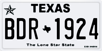 TX license plate BDR1924