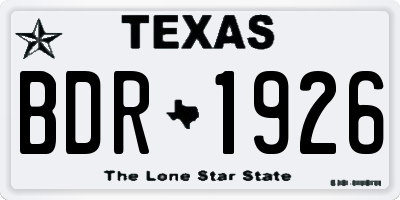 TX license plate BDR1926