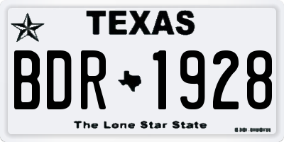 TX license plate BDR1928