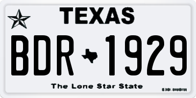 TX license plate BDR1929