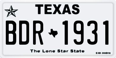 TX license plate BDR1931