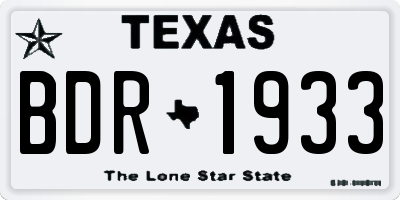 TX license plate BDR1933