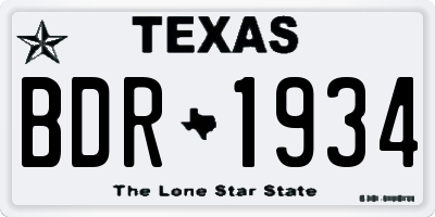 TX license plate BDR1934