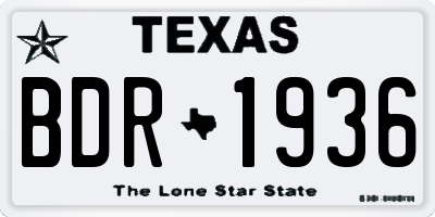 TX license plate BDR1936