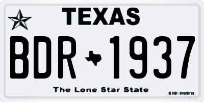 TX license plate BDR1937