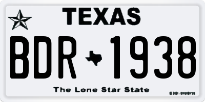 TX license plate BDR1938