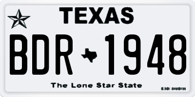 TX license plate BDR1948