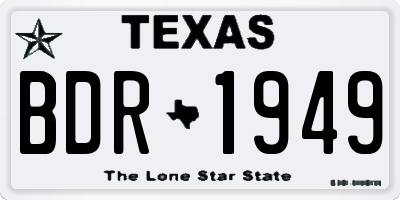 TX license plate BDR1949