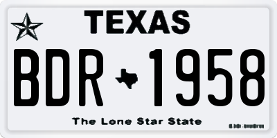 TX license plate BDR1958