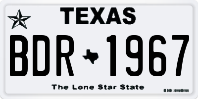 TX license plate BDR1967
