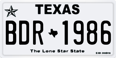 TX license plate BDR1986