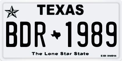 TX license plate BDR1989