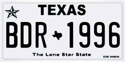 TX license plate BDR1996