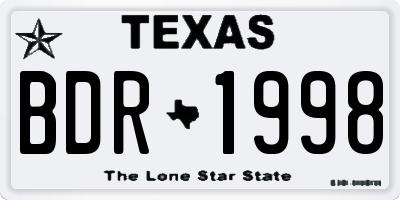 TX license plate BDR1998