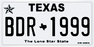 TX license plate BDR1999