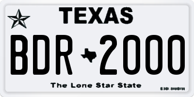 TX license plate BDR2000