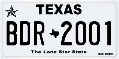 TX license plate BDR2001