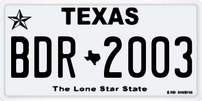 TX license plate BDR2003