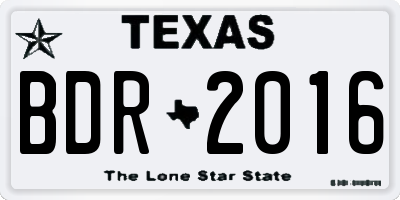 TX license plate BDR2016