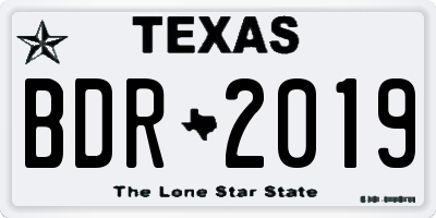 TX license plate BDR2019