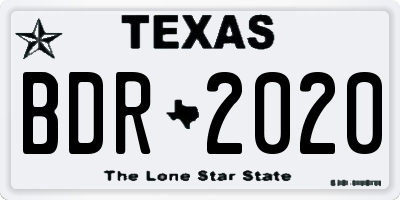 TX license plate BDR2020