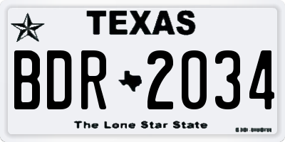TX license plate BDR2034