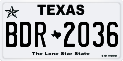 TX license plate BDR2036
