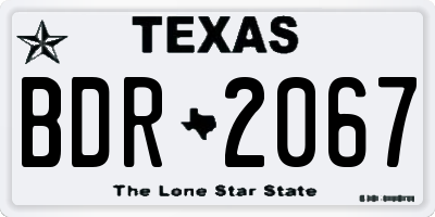 TX license plate BDR2067
