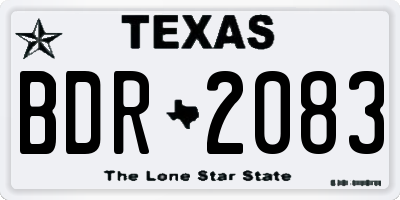 TX license plate BDR2083