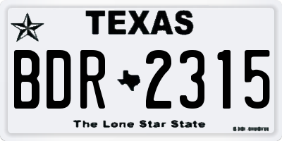 TX license plate BDR2315