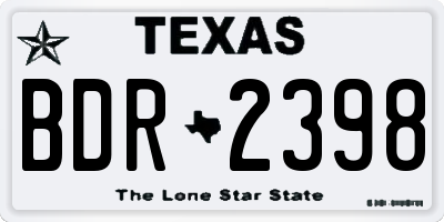 TX license plate BDR2398