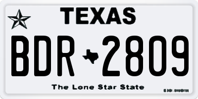 TX license plate BDR2809