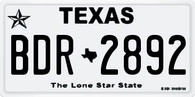 TX license plate BDR2892