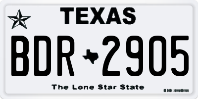 TX license plate BDR2905