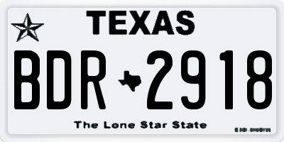 TX license plate BDR2918