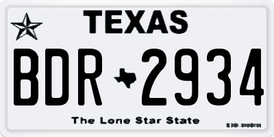 TX license plate BDR2934