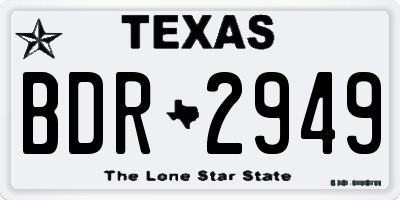 TX license plate BDR2949
