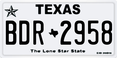TX license plate BDR2958