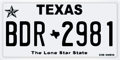 TX license plate BDR2981