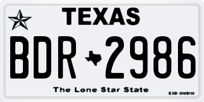 TX license plate BDR2986