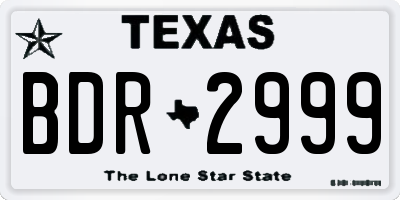 TX license plate BDR2999