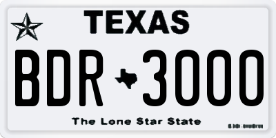 TX license plate BDR3000